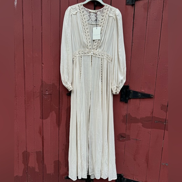 NWT Spell & the Gypsy Le Gauze Lace duster Small new off white dress wedding - Picture 6 of 17